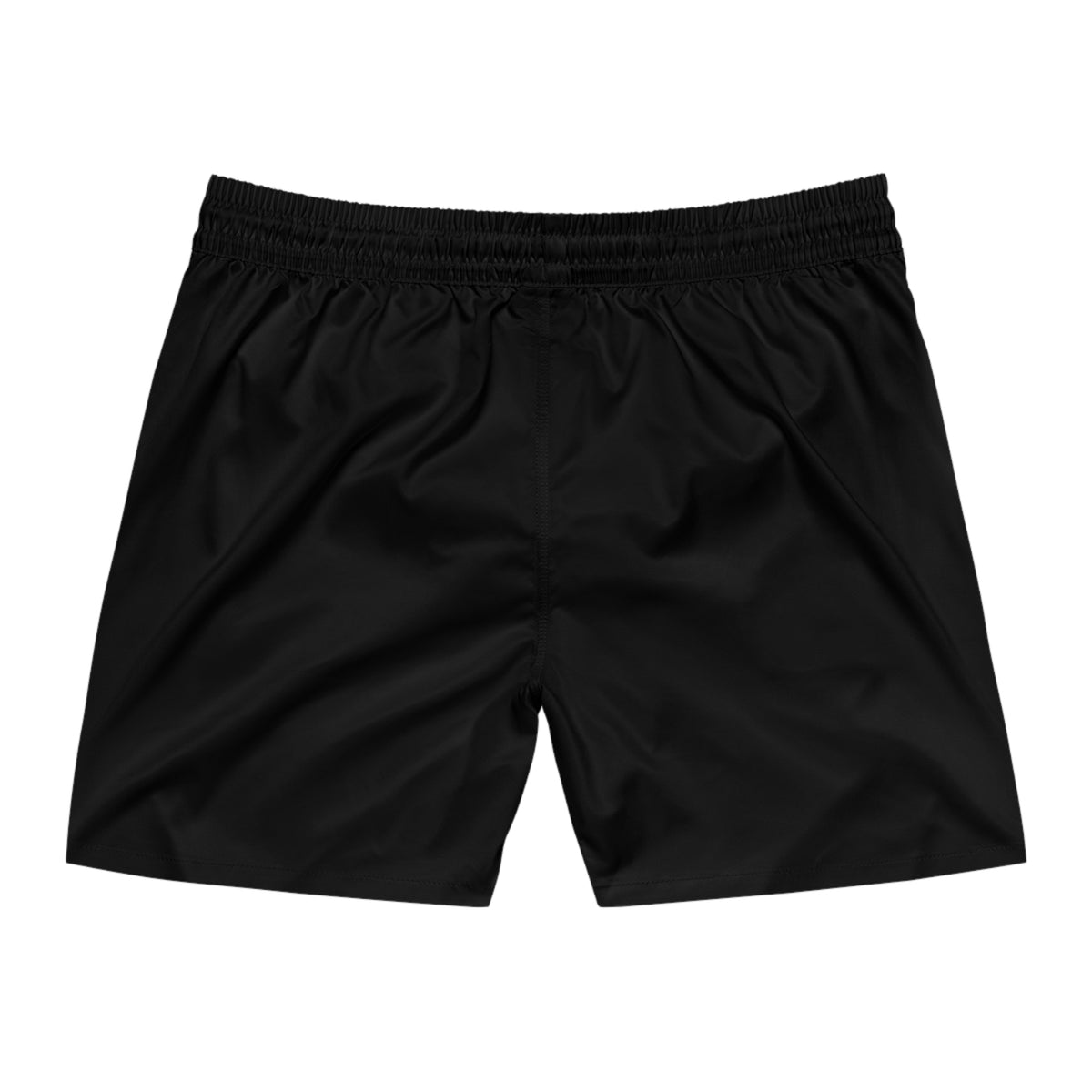 Men's Swim Shorts with 'LEP's Performance Cycles' Bike Logo — Black Mid-Length Beach Trunks