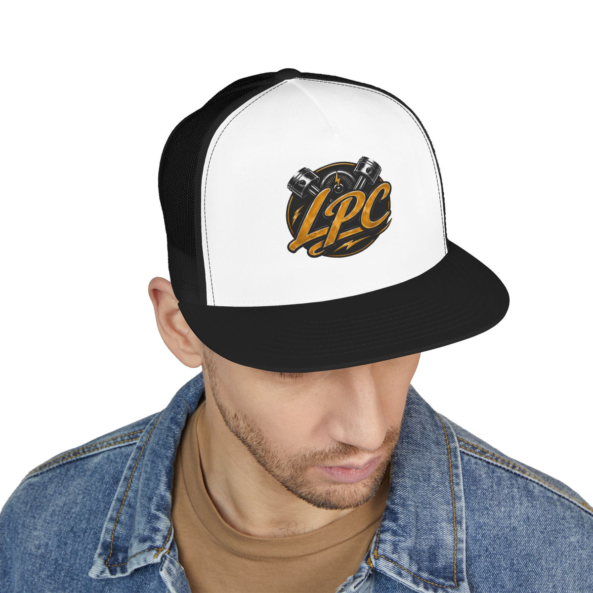 LPC Engine Logo Trucker Cap — Retro Mechanic Mesh Hat
