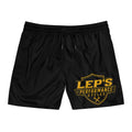 Men's Swim Shorts with 'LEP's Performance Cycles' Bike Logo — Black Mid-Length Beach Trunks