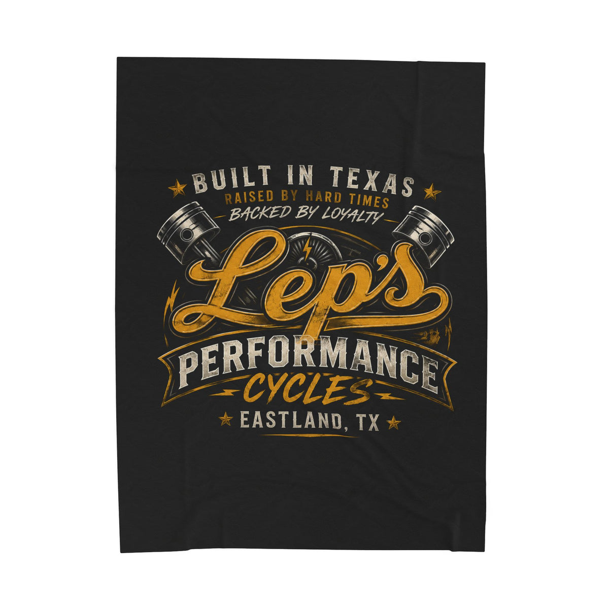 Lep's Performance Cycles Velveteen Plush Blanket — Built in Texas Motorcycle Throw