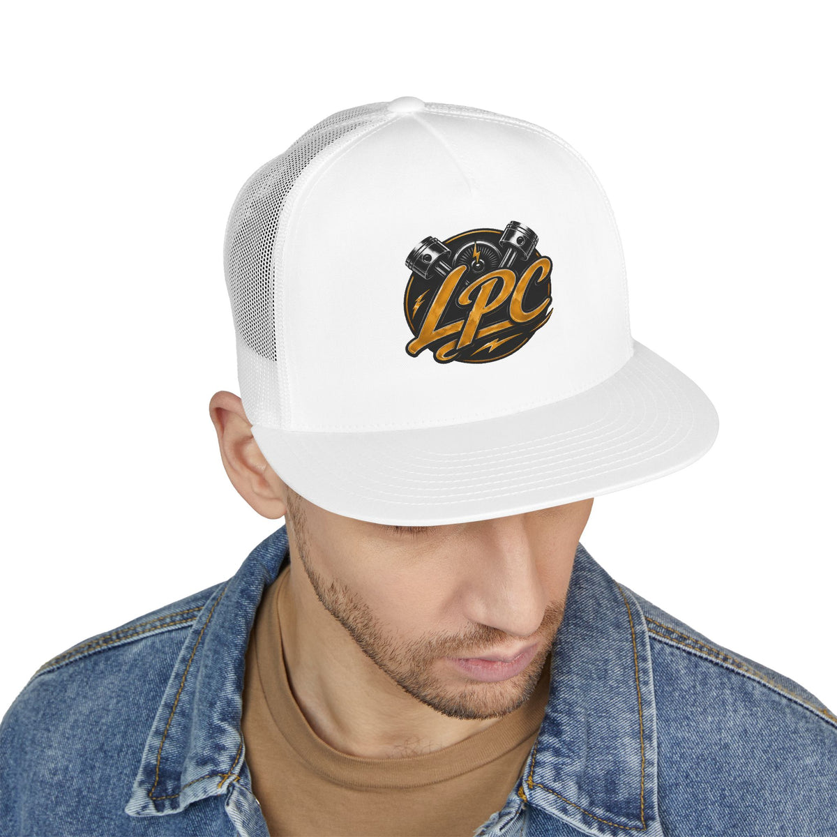 LPC Engine Logo Trucker Cap — Retro Mechanic Mesh Hat