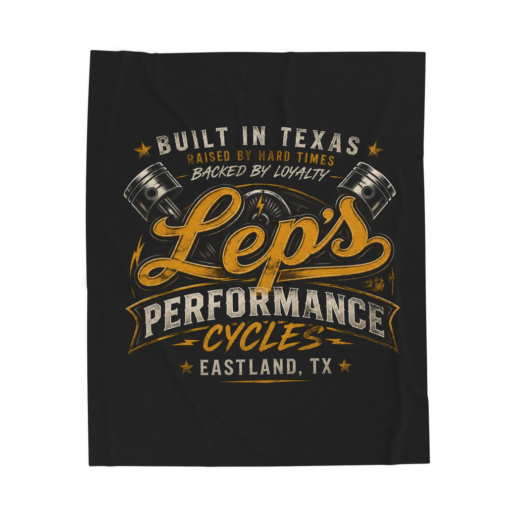 Lep's Performance Cycles Velveteen Plush Blanket — Built in Texas Motorcycle Throw