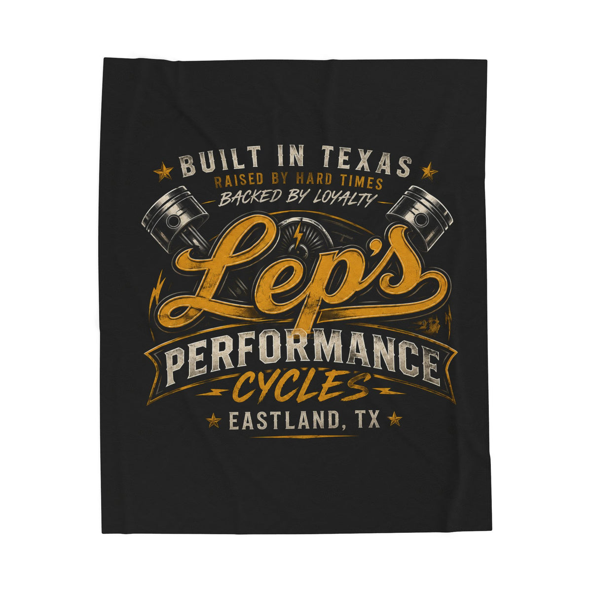 Lep's Performance Cycles Velveteen Plush Blanket — Built in Texas Motorcycle Throw
