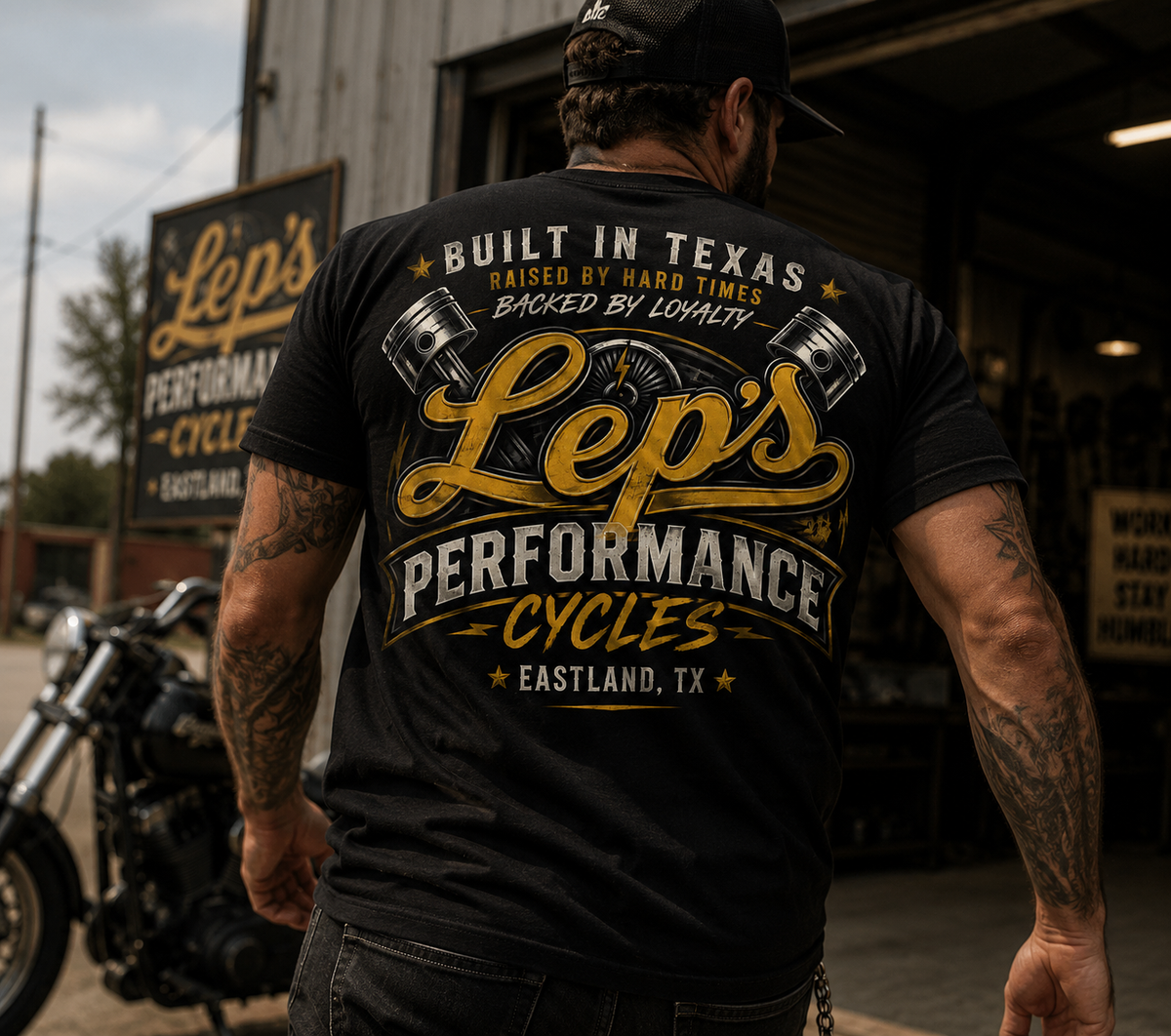 Lep's Performance Cycles T‑Shirt — Built in Texas Motorcycle Tee