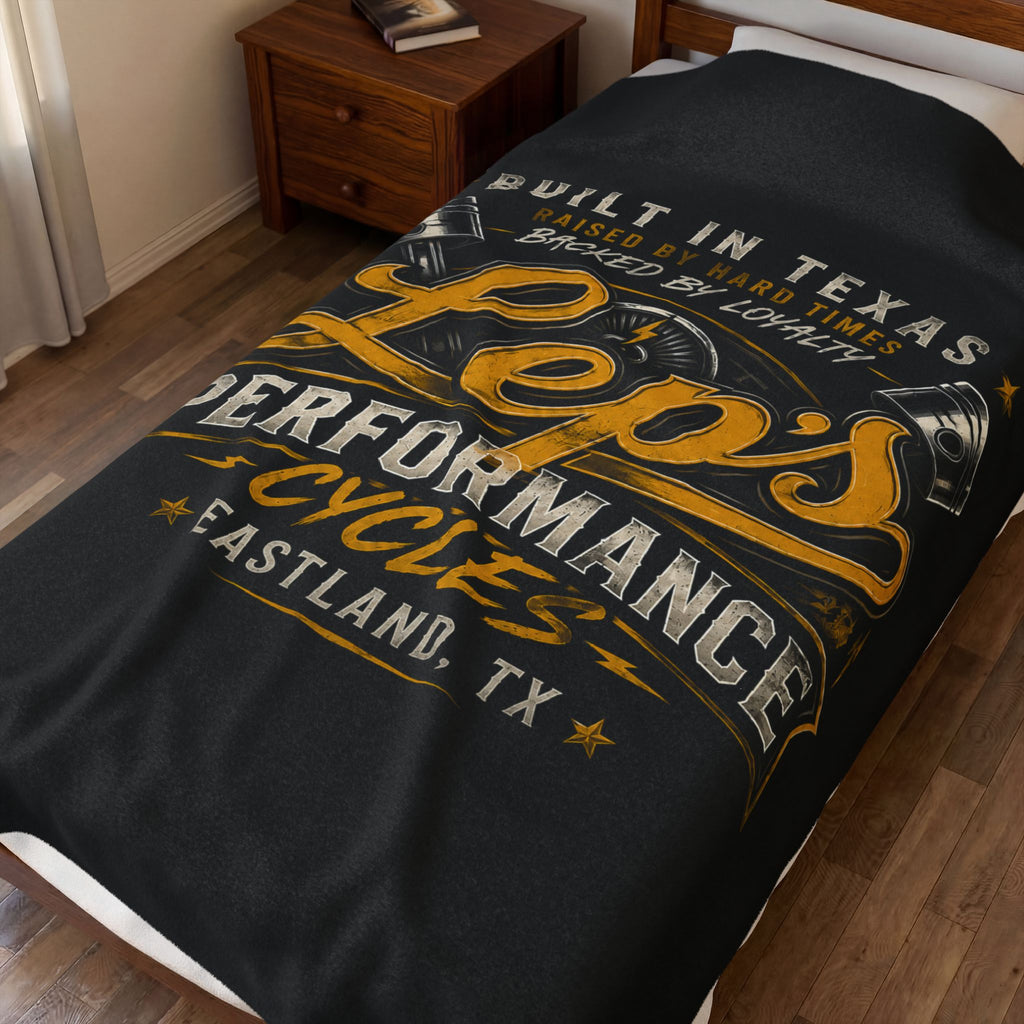 Lep's Performance Cycles Velveteen Plush Blanket — Built in Texas Motorcycle Throw